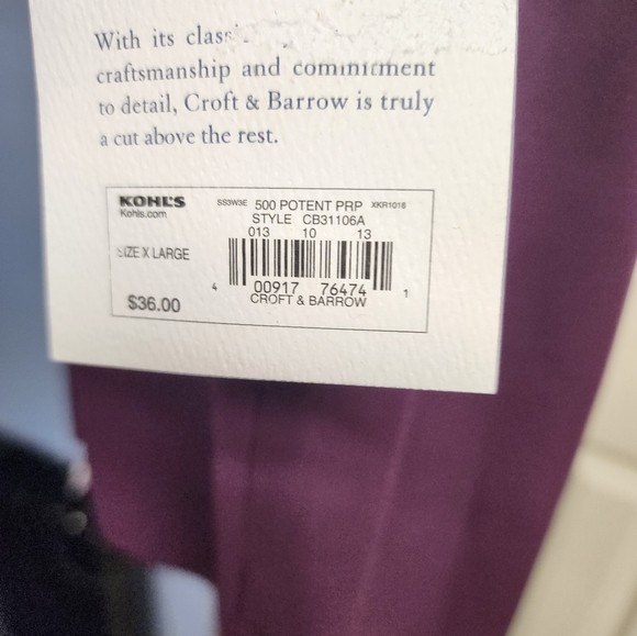 NWT Croft & Barrow XL Dark Purple Button down Dress Shirt - Picture 13 of 15